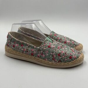 Esprit Womens Floral Espadrille Slip On Shoes Green Pink 6.5M Cottagecore